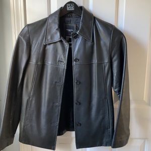 Women’s black leather jacket